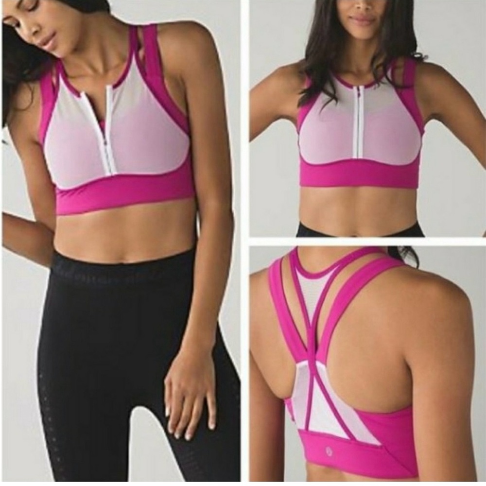 lululemon ready, set, sweat bra - size 10 - raspberry color